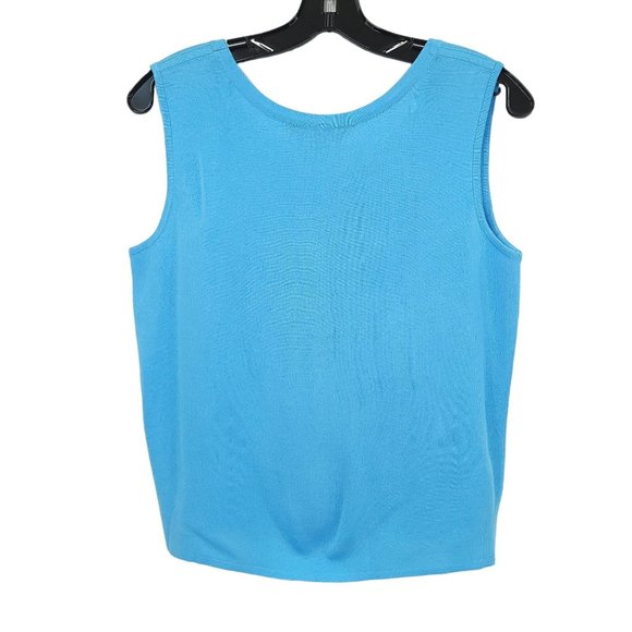 Ming Wang Twin Set Cardigan Tank Top READ Womens Size S Blue Full Zip Sweater - Picture 14 of 16